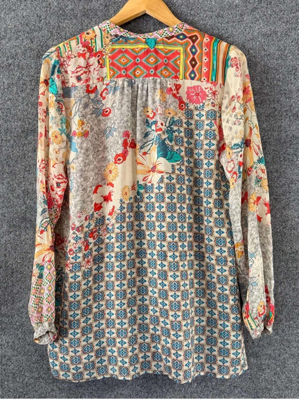 Johnny Was Womens Ludi Blair Button Up Tunic Top Size Small Multicolor Boho - Picture 4 of 10